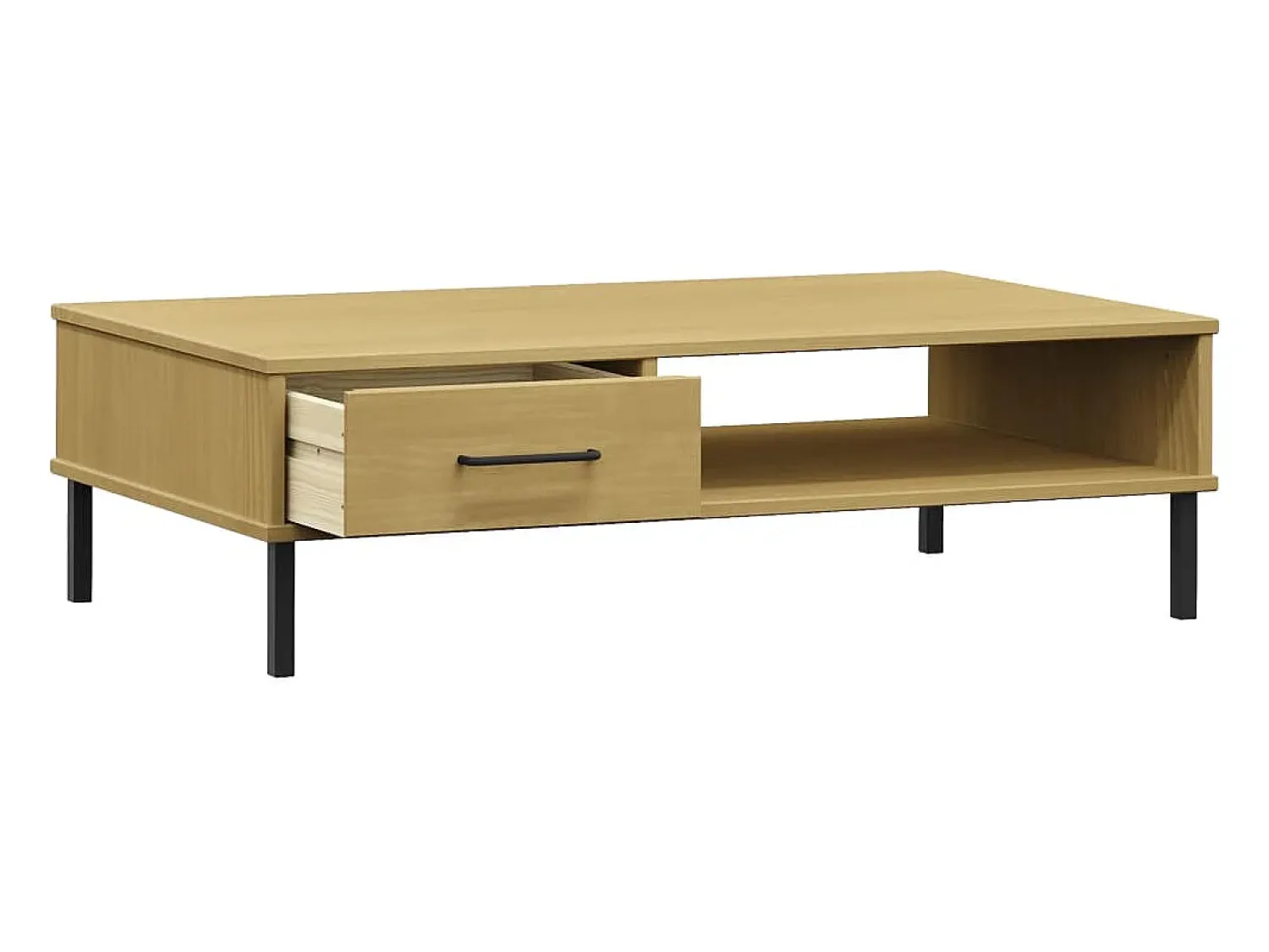 Best Mesa de centro | Mesa de apoio c/ pernas de metal pinho maciço OSLO Castanho