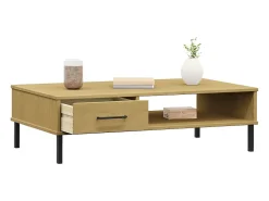 Best Mesa de centro | Mesa de apoio c/ pernas de metal pinho maciço OSLO Castanho