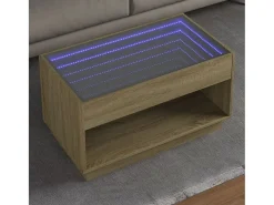 Outlet Mesa de centro | Mesa de apoio luzes LED Infinity 90x50x50 cm carvalho sonoma Castanho
