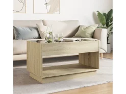 Outlet Mesa de centro | Mesa de apoio luzes LED Infinity 90x50x50 cm carvalho sonoma Castanho