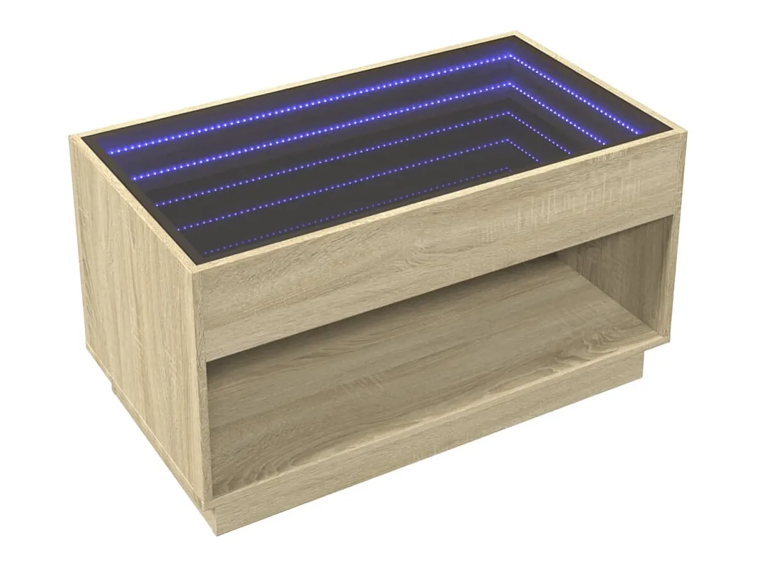 Outlet Mesa de centro | Mesa de apoio luzes LED Infinity 90x50x50 cm carvalho sonoma Castanho