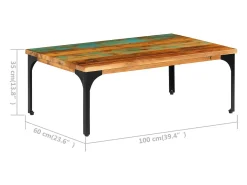 Mesa de centro | Mesa de apoio | Mesa de café 100x60x35cm madeira recuperada maciça^ Mesa De Centro