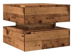 Sale Mesa de centro | Mesa de apoio com luzes LED 50x50x40 cm madeira velha Castanho