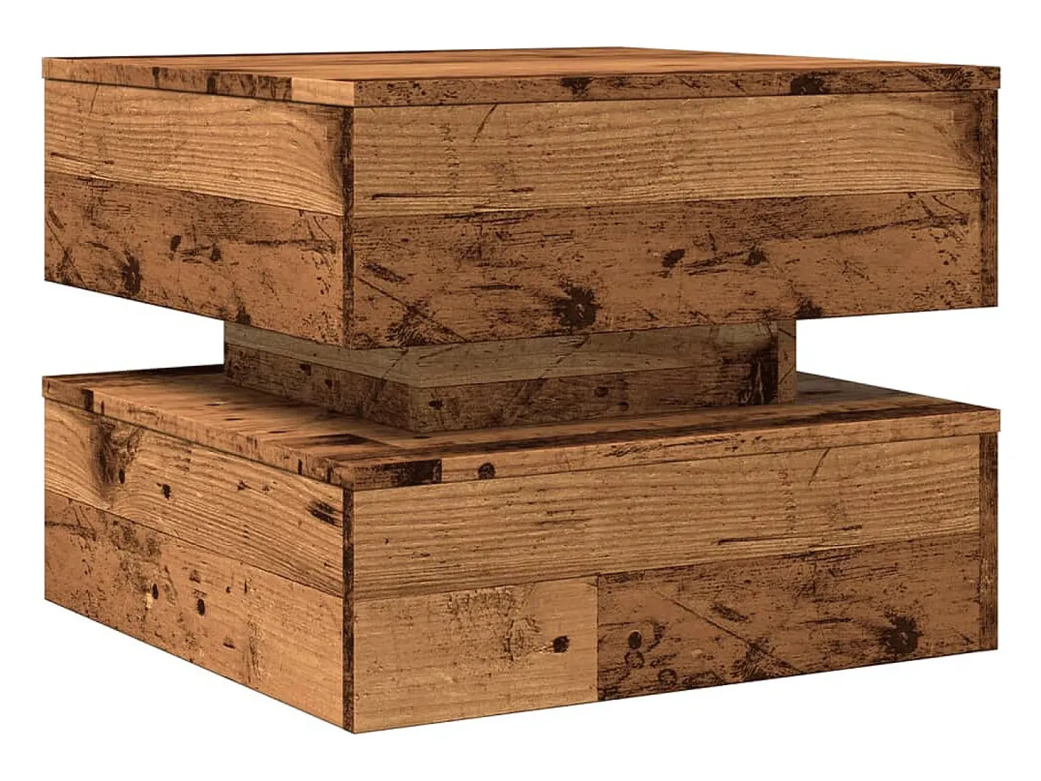 Sale Mesa de centro | Mesa de apoio com luzes LED 50x50x40 cm madeira velha Castanho