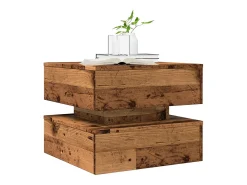 Sale Mesa de centro | Mesa de apoio com luzes LED 50x50x40 cm madeira velha Castanho