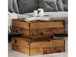 Sale Mesa de centro | Mesa de apoio com luzes LED 50x50x40 cm madeira velha Castanho