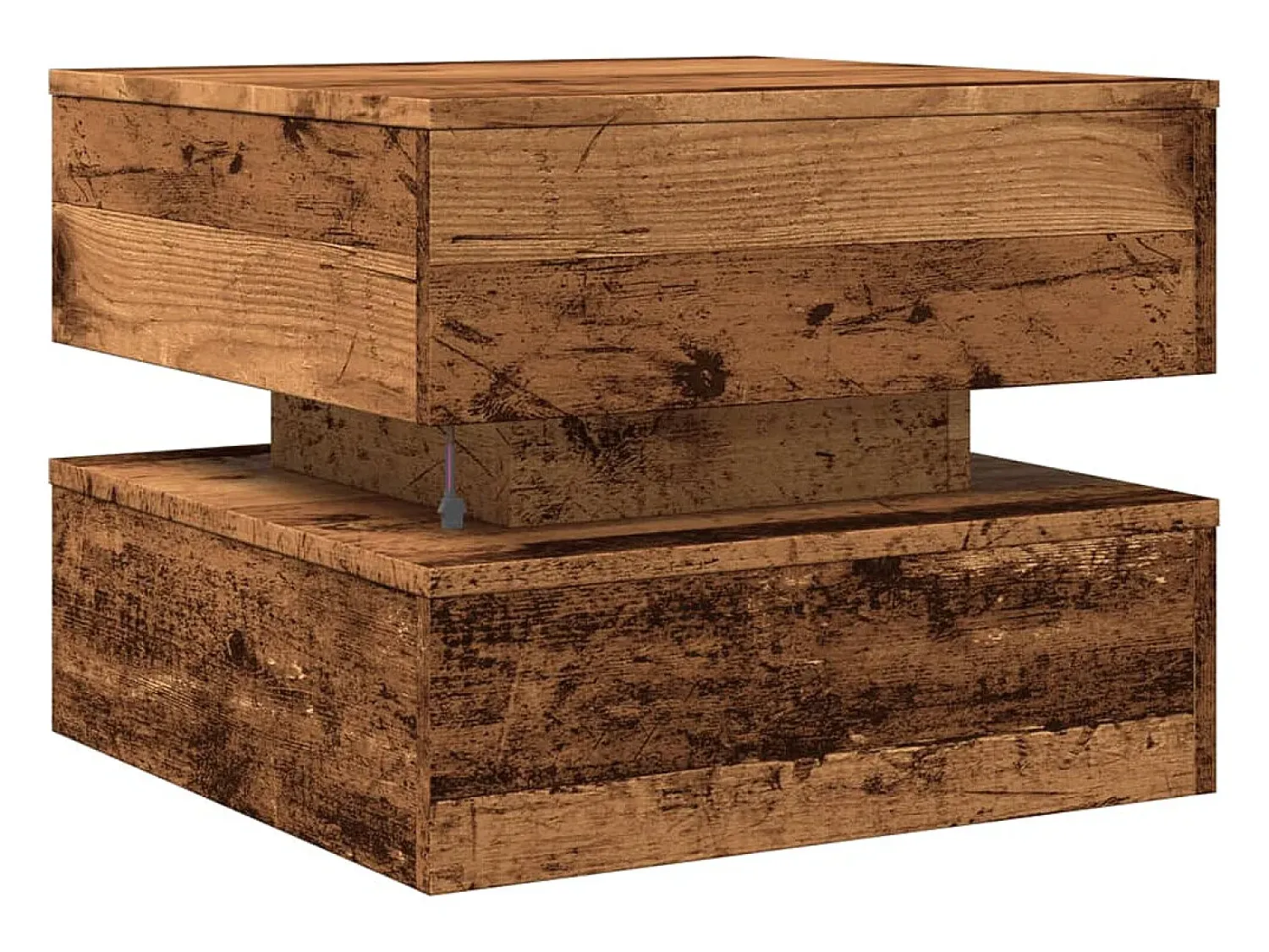 Sale Mesa de centro | Mesa de apoio com luzes LED 50x50x40 cm madeira velha Castanho