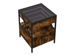 Mesa De Centro| Mesa de centro | Mesa de apoio luzes LED Infinity 40x40x51 cm carvalho fumado Castanho