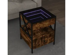 Mesa De Centro| Mesa de centro | Mesa de apoio luzes LED Infinity 40x40x51 cm carvalho fumado Castanho