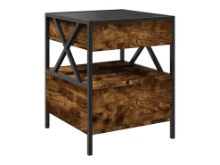 Mesa De Centro| Mesa de centro | Mesa de apoio luzes LED Infinity 40x40x51 cm carvalho fumado Castanho