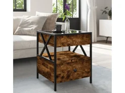 Mesa De Centro| Mesa de centro | Mesa de apoio luzes LED Infinity 40x40x51 cm carvalho fumado Castanho