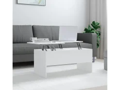 Mesa De Centro| Mesa de centro | Mesa de apoio 102x50.5x46.5 cm madeira processada Branco