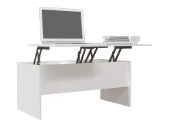 Mesa De Centro| Mesa de centro | Mesa de apoio 102x50.5x46.5 cm madeira processada Branco