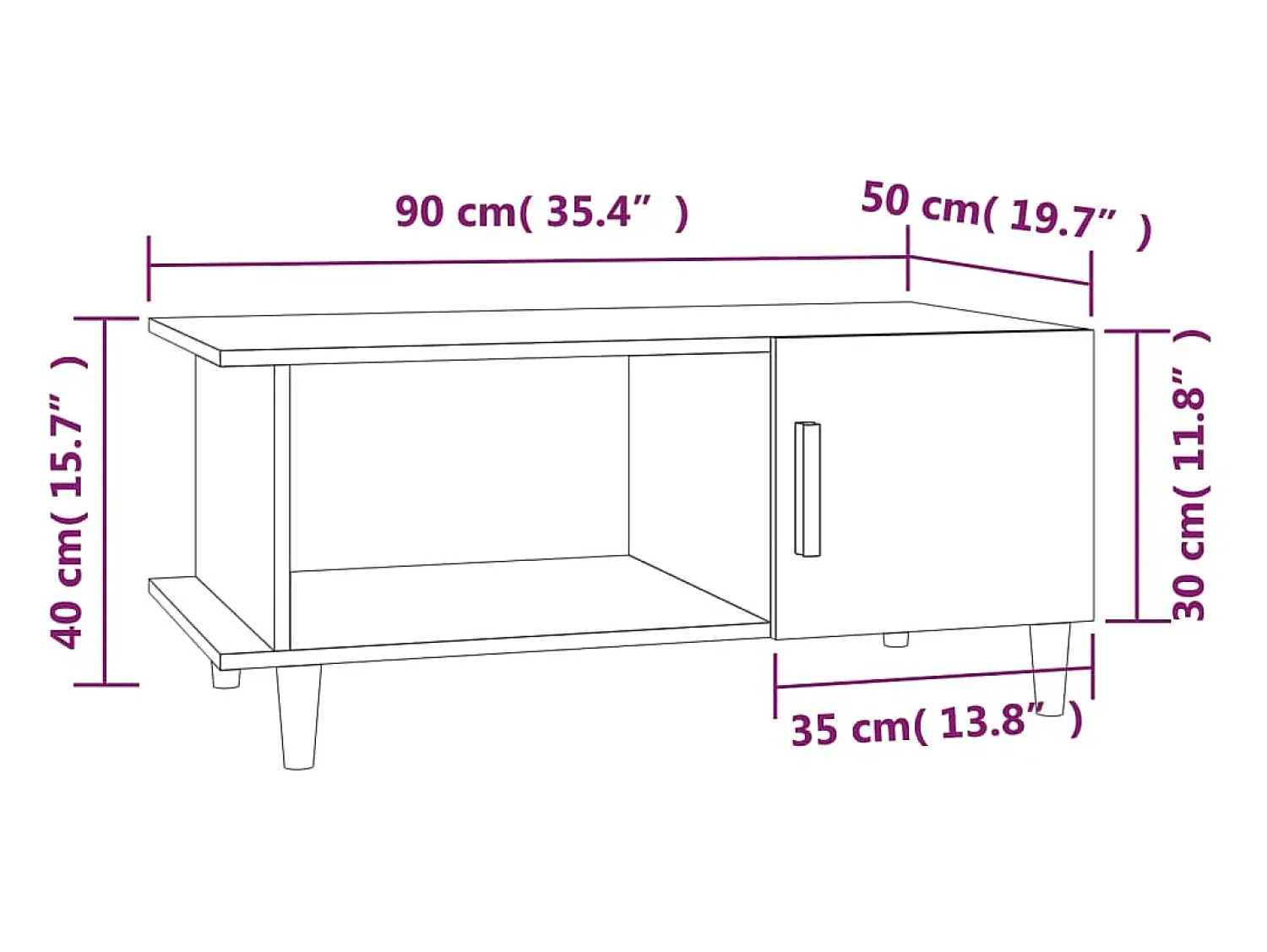 Mesa De Centro| Mesa de centro | Mesa de apoio 90x50x40 cm madeira processada brilhante Branco