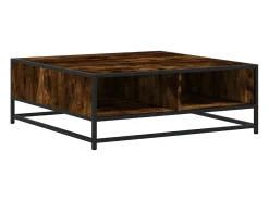 Mesa De Centro* Mesa de centro | Mesa de apoio 80x80x30 cm deriv. madeira/metal carvalho fumado Castanho