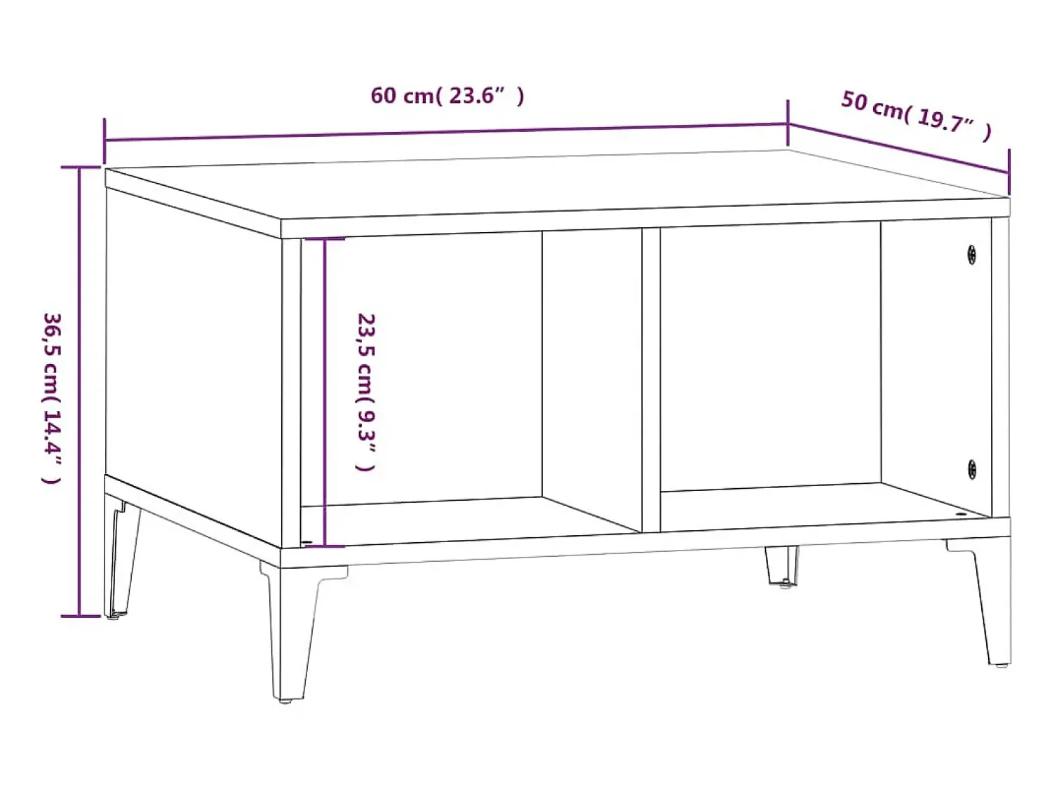Best Mesa de centro | Mesa de apoio 60x50x36.5 cm derivados madeira carvalho fumado Castanho