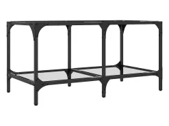 Mesa De Centro| Mesa de centro | Mesa de apoio c/ topo em vidro 78.5x40x40 cm aço Transparente