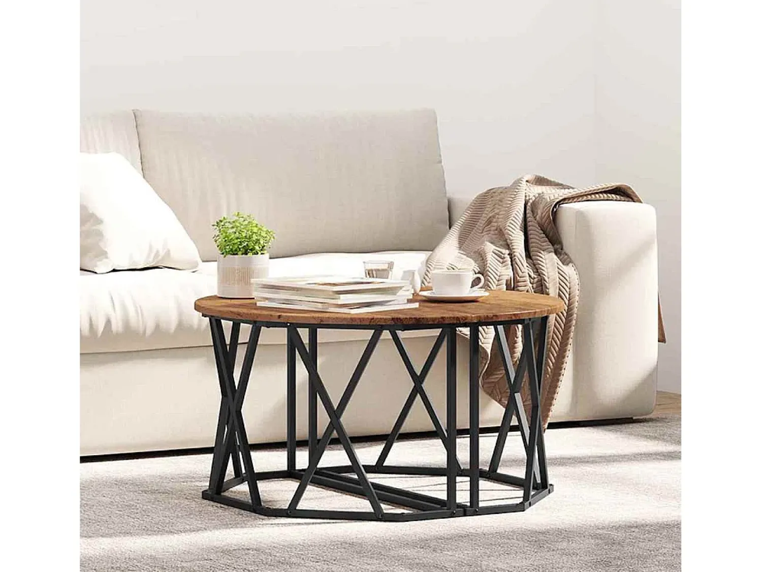 Mesa De Centro* Mesa de centro | Mesa de apoio Madeira antiga 80x80x42 cm Castanho