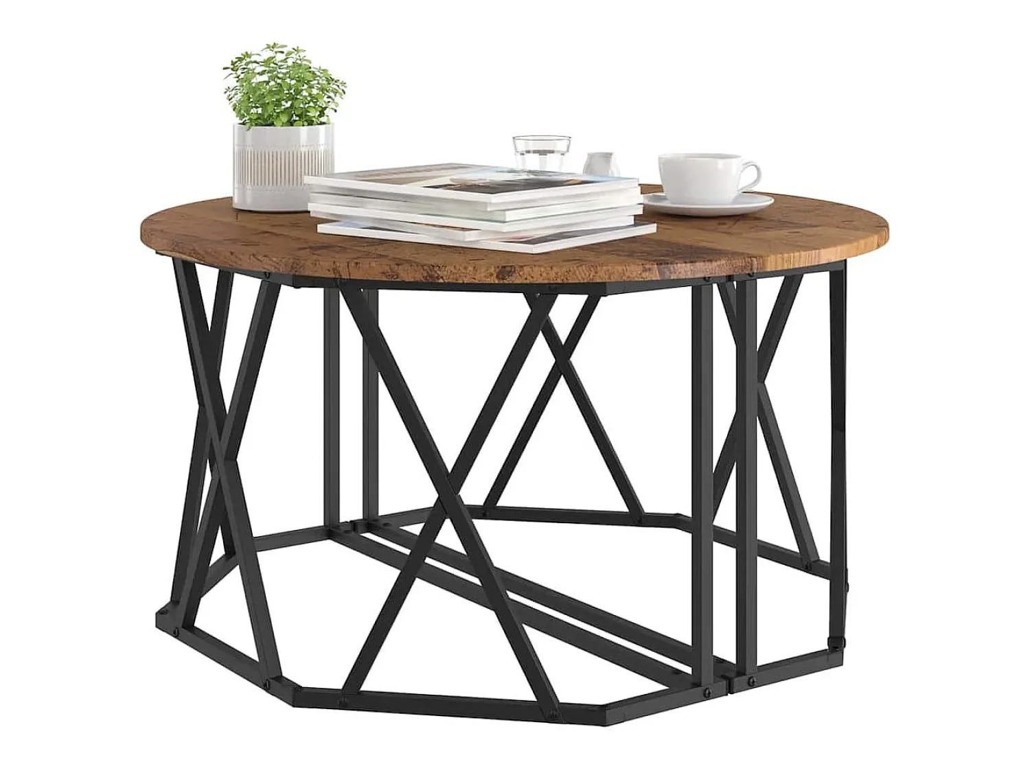 Mesa De Centro* Mesa de centro | Mesa de apoio Madeira antiga 80x80x42 cm Castanho