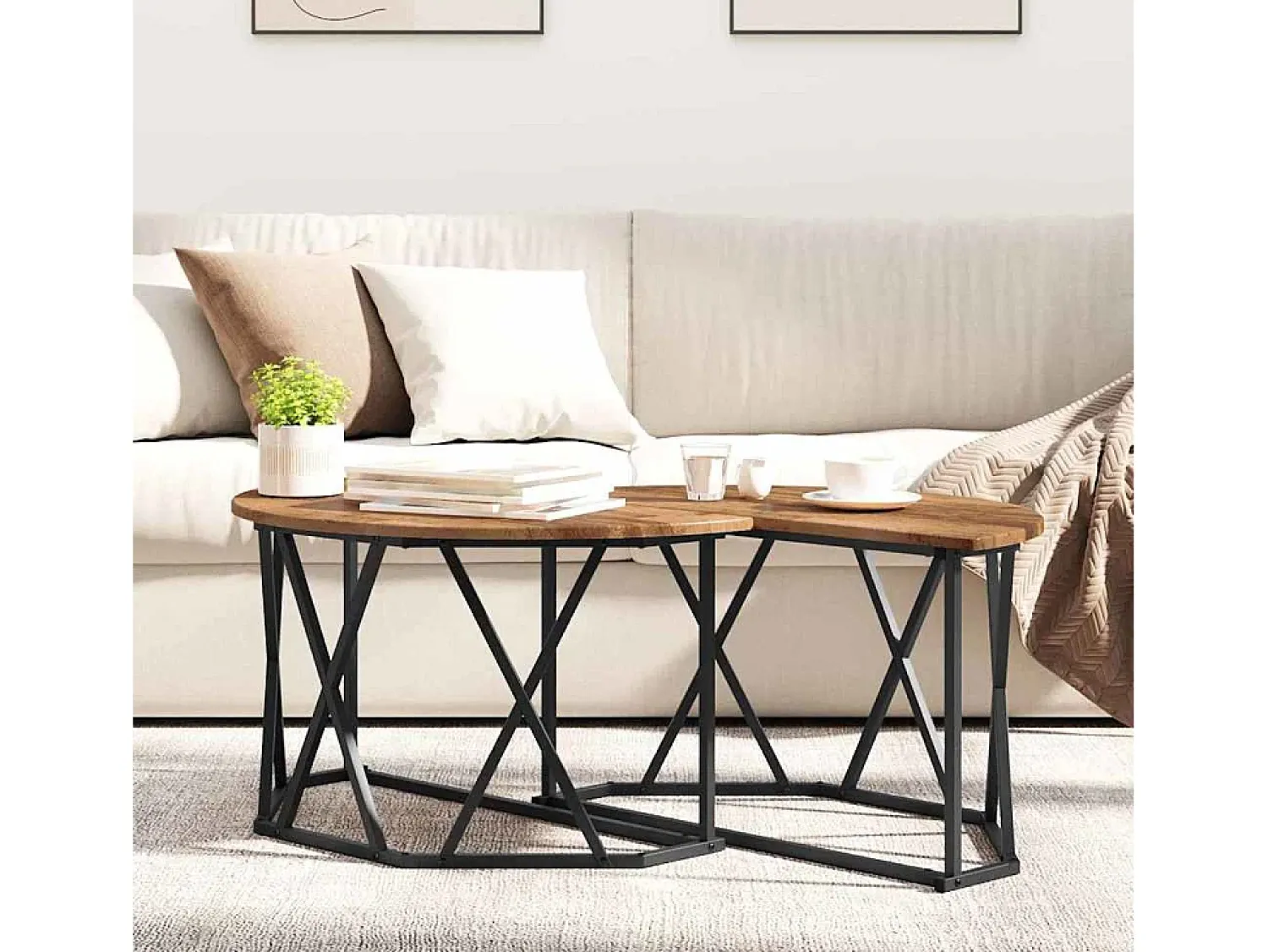 Mesa De Centro* Mesa de centro | Mesa de apoio Madeira antiga 80x80x42 cm Castanho