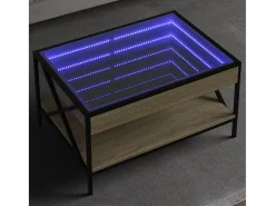Mesa De Centro* Mesa de centro | Mesa de apoio luzes LED Infinity 70x50x38 cm carvalho sonoma Castanho