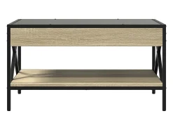 Mesa De Centro* Mesa de centro | Mesa de apoio luzes LED Infinity 70x50x38 cm carvalho sonoma Castanho