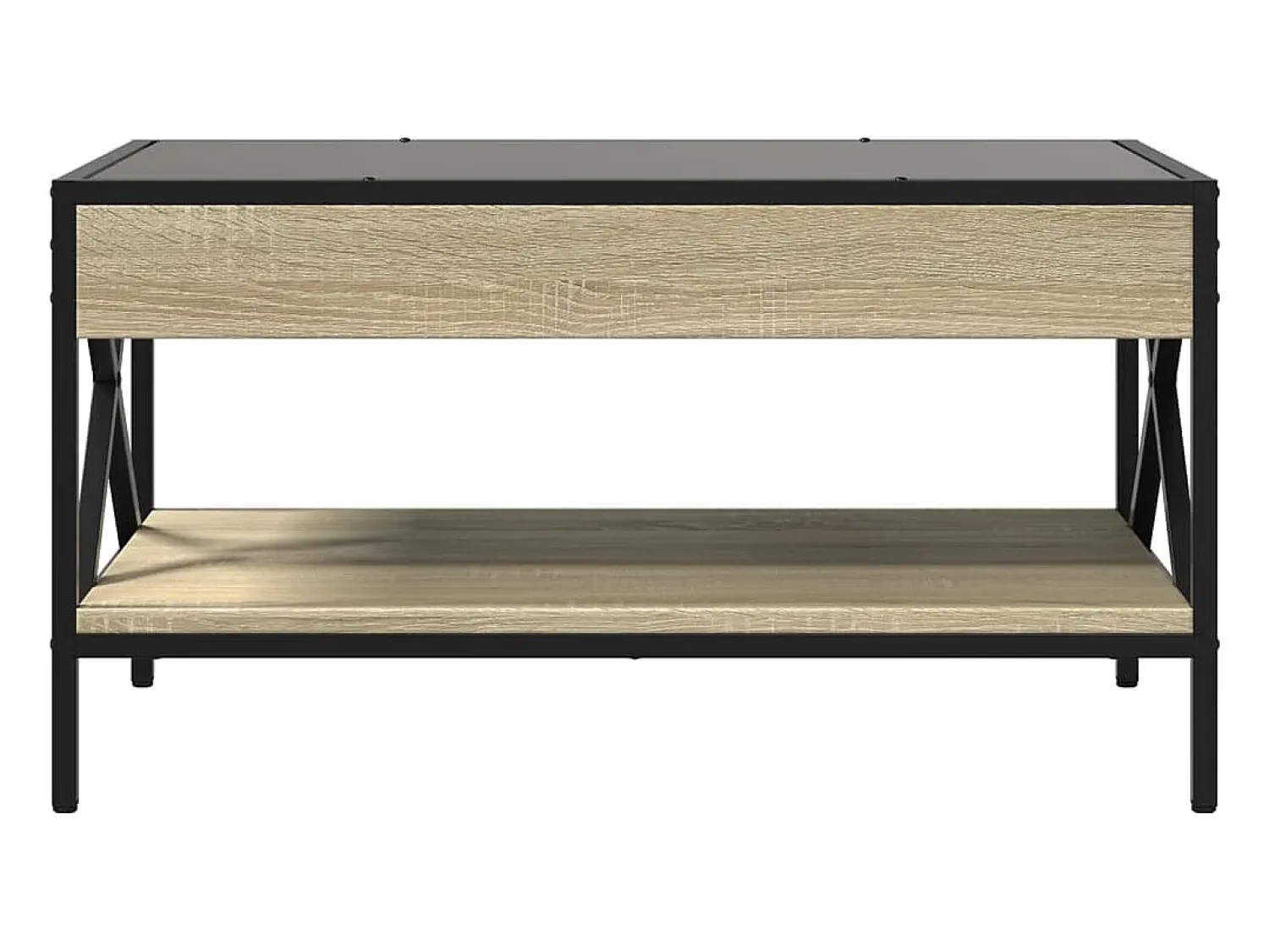 Mesa De Centro* Mesa de centro | Mesa de apoio luzes LED Infinity 70x50x38 cm carvalho sonoma Castanho
