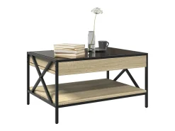 Mesa De Centro* Mesa de centro | Mesa de apoio luzes LED Infinity 70x50x38 cm carvalho sonoma Castanho