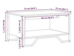 Online Mesa de centro | Mesa de apoio 75x51x40 cm derivados de madeira Preto