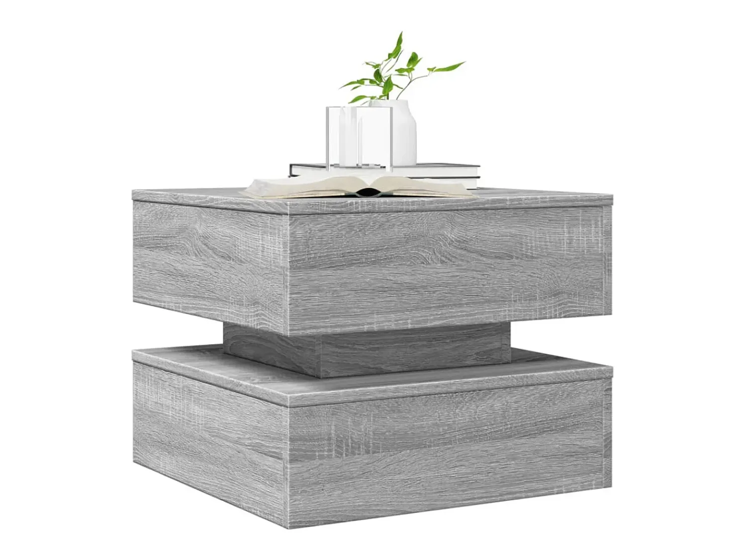 Mesa De Centro| Mesa de centro | Mesa de apoio com luzes LED 50x50x40 cm sonoma cinza-claro Cinzento