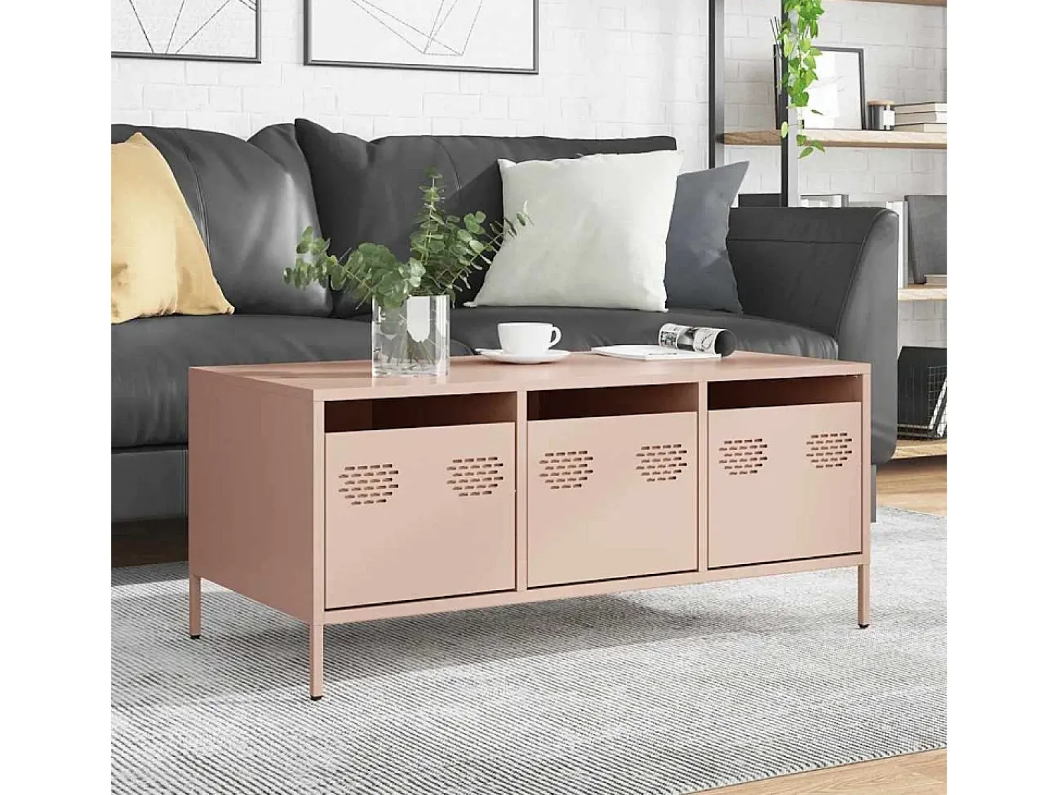 Discount Mesa de centro | Mesa de apoio 101.5x50x43.5 cm aço laminado a frio Rosa