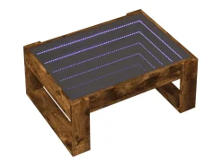Best Mesa de centro | Mesa de apoio luzes LED Infinity 70x53x30 cm carvalho fumado Castanho