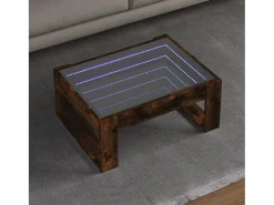 Best Mesa de centro | Mesa de apoio luzes LED Infinity 70x53x30 cm carvalho fumado Castanho