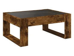 Best Mesa de centro | Mesa de apoio luzes LED Infinity 70x53x30 cm carvalho fumado Castanho