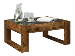 Best Mesa de centro | Mesa de apoio luzes LED Infinity 70x53x30 cm carvalho fumado Castanho