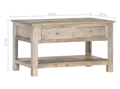 Mesa de centro | Mesa de apoio | Mesa de café 82x52x47 cm madeira de mangueira maciça^ Mesa De Centro