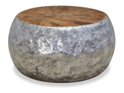 Mesa de centro | Mesa de apoio | Mesa de café em teca e alumínio 60x60x30 cm^ Mesa De Centro