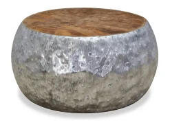 Mesa de centro | Mesa de apoio | Mesa de café em teca e alumínio 60x60x30 cm^ Mesa De Centro