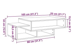 Mesa De Centro* Mesa de centro | Mesa de apoio 105x55x32 cm deriv. de madeira madeira velha Castanho