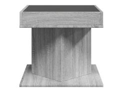 Mesa de centro | Mesa de apoio c/ LEDs 50x50x45 madeira processada^ Mesa De Centro