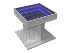 Mesa de centro | Mesa de apoio c/ LEDs 50x50x45 madeira processada^ Mesa De Centro