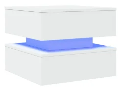 Mesa De Centro* Mesa de centro | Mesa de apoio com luzes LED 50x50x40 cm Branco