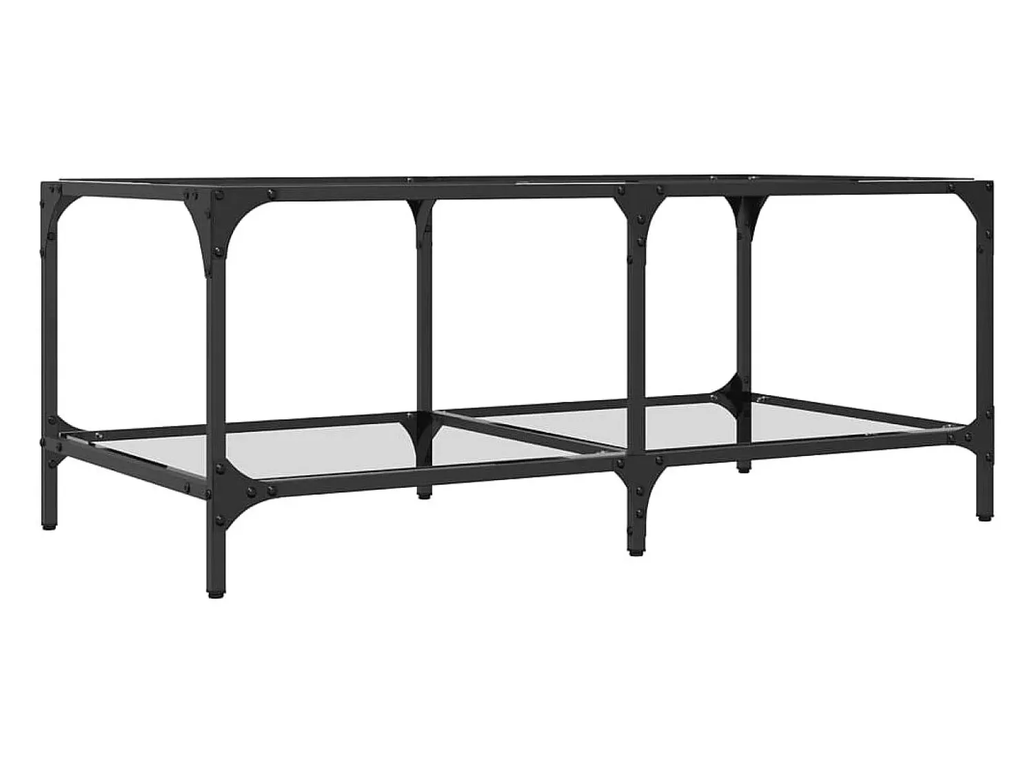 Mesa De Centro| Mesa de centro | Mesa de apoio c/ topo em vidro 98.5x50x40 cm aço Transparente