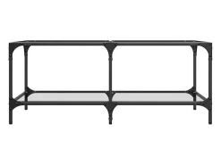 Mesa De Centro| Mesa de centro | Mesa de apoio c/ topo em vidro 98.5x50x40 cm aço Transparente