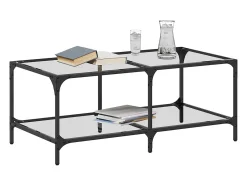 Mesa De Centro| Mesa de centro | Mesa de apoio c/ topo em vidro 98.5x50x40 cm aço Transparente