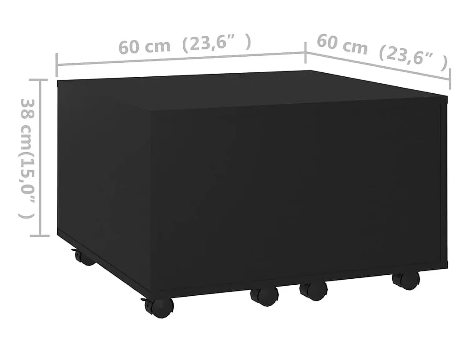 Mesa De Centro* Mesa de centro | Mesa de apoio 60x60x38 cm derivados de madeira Preto