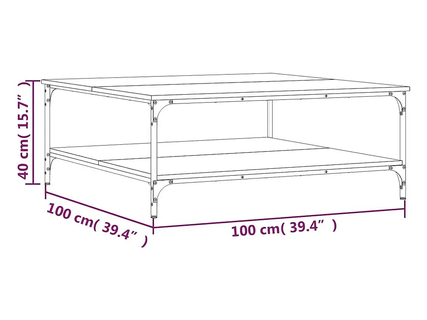 Mesa de centro | Mesa de apoio 100x100x40 cm derivados madeira carvalho sonoma^ Mesa De Centro