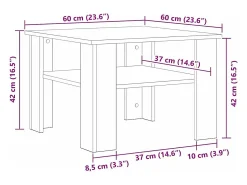 Mesa De Centro| Mesa de centro | Mesa de apoio Carvalho 60x60x42 cm Preto