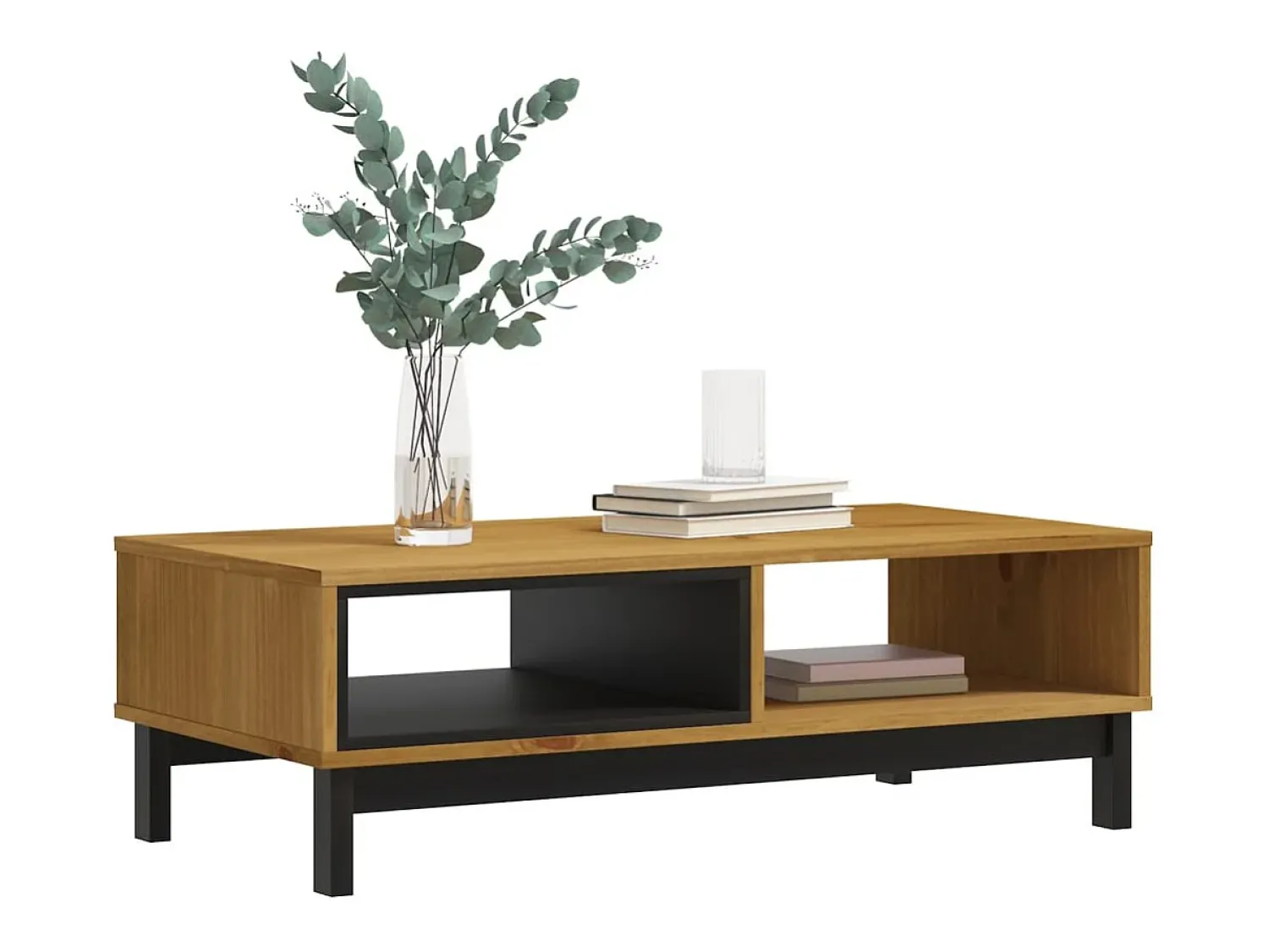 Sale Mesa de centro | Mesa de apoio FLAM 100x50x32.5 cm madeira de pinho maciça Castanho