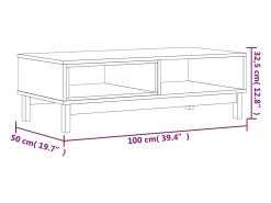 Sale Mesa de centro | Mesa de apoio FLAM 100x50x32.5 cm madeira de pinho maciça Castanho